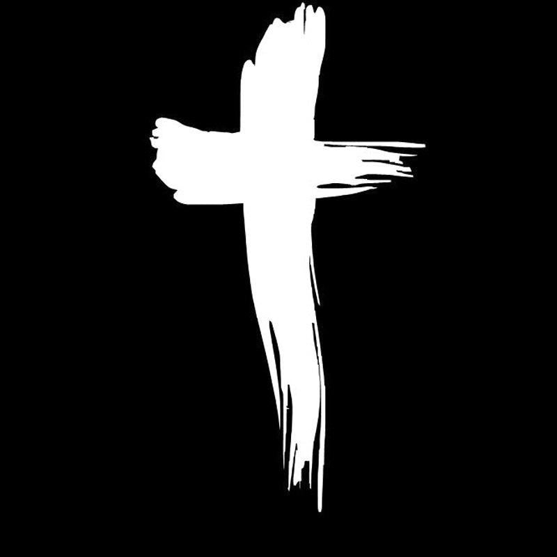 6.5cm*12cm Cross Fashion Black/Silver Vinyl Decal Car Window Sticker Religious Jesus S6-3402