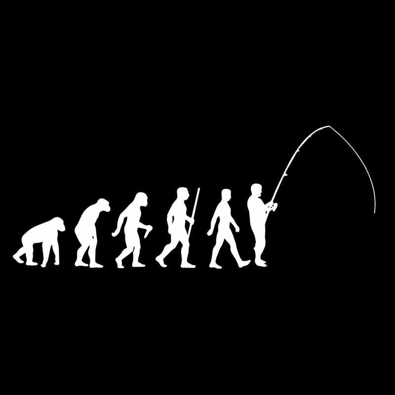 17.6CM*7CM Fishing Evolution Car Sticker Decal Vinyl Art Fly Fish Ape to Man Black/Silver C24-0967