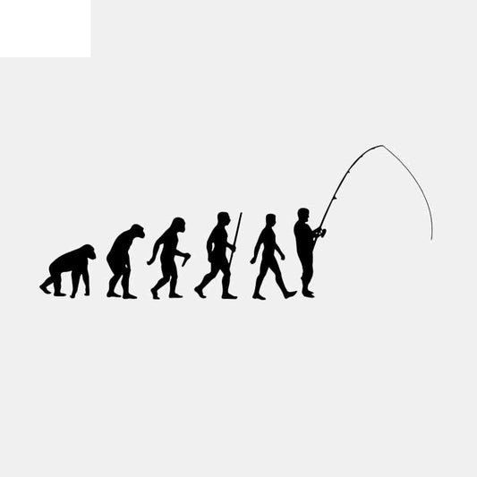 17.6CM*7CM Fishing Evolution Car Sticker Decal Vinyl Art Fly Fish Ape to Man Black/Silver C24-0967