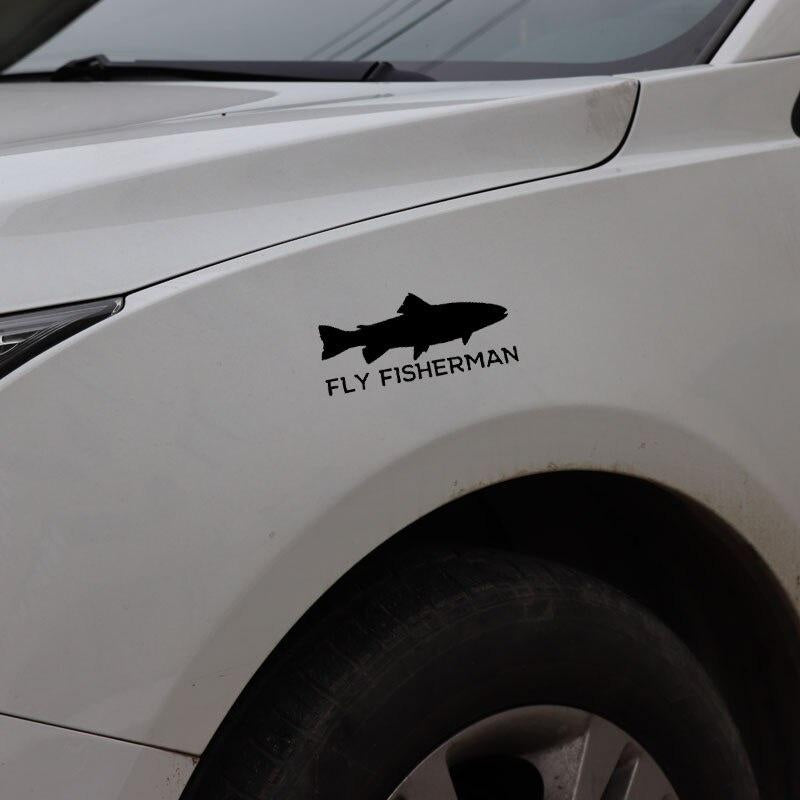 16.9CM*7.6CM Trout Fly Fishing Vinyl DecalCar Sticker Black/Silver C24-0664