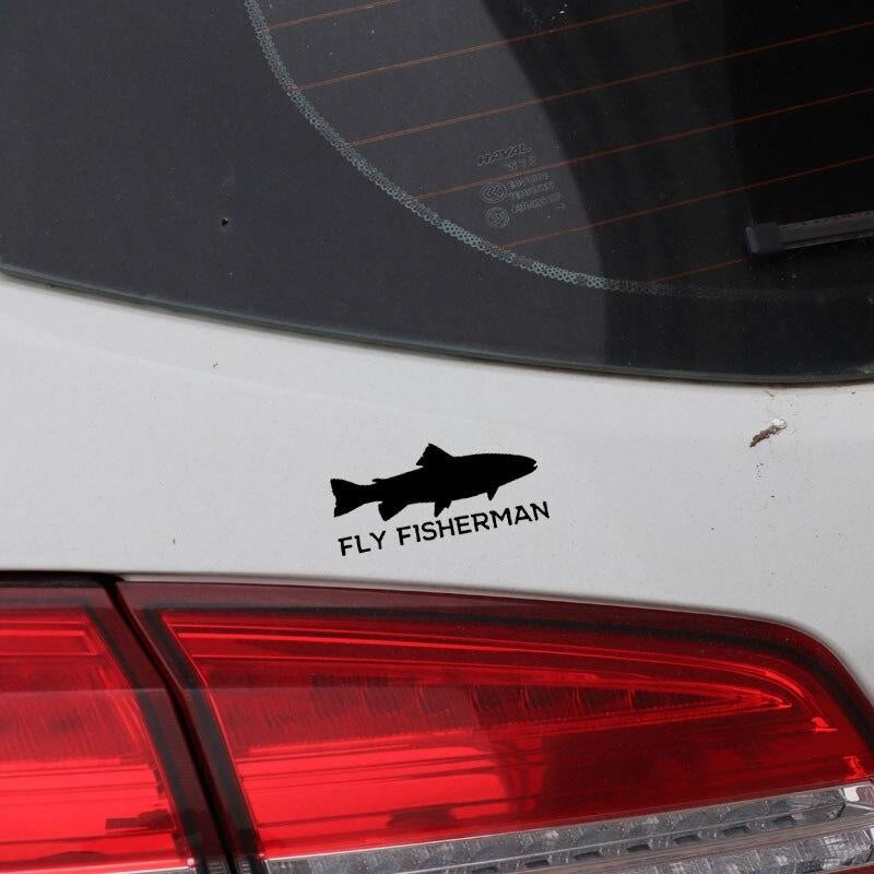16.9CM*7.6CM Trout Fly Fishing Vinyl DecalCar Sticker Black/Silver C24-0664