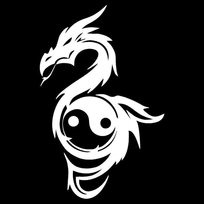 9.6cm*15cm Yin Yang Dragon Classic Chinese Culture Car Styling Decals Vinyl Car Stickers Black/Silver S6-2987