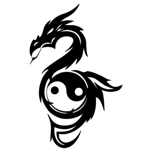 9.6cm*15cm Yin Yang Dragon Classic Chinese Culture Car Styling Decals Vinyl Car Stickers Black/Silver S6-2987