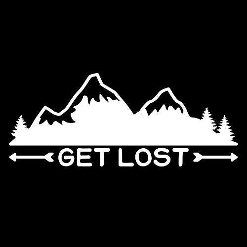 Fashion Get Lost Travel Mountains Vinyl Decal Sticker | Cars Trucks Vans SUVs Walls Cups Laptops | 6 Inch | White