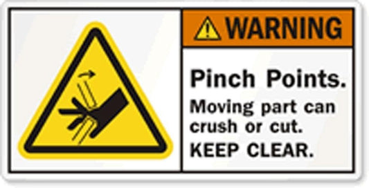 High-quality Warning Safety Label: Pinch Points Moving Part Can Crush or Cut Keep Clear