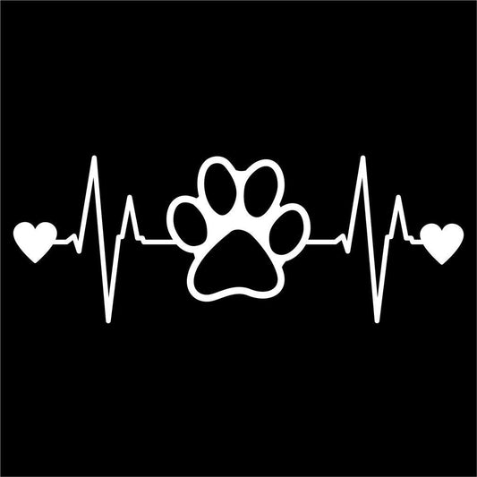 New Hot Dog Paw Heartbeat Vinyl Decal Sticker | Cars Trucks Vans Walls Laptops Cups | White | 7.5 X 2.8 Inch