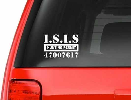 ISIS Hunting Permit USA Vinyl Sticker Car American Window Decal