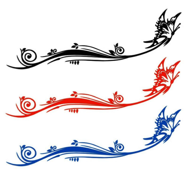 Ya Cheng Auto Car Sticker Butterfly Love Flower Vine Flower Scratch Sticker Blocking Scratch Headlight Eyebrow Door Sticker Lace Body Sticker Bumper Motorcycle Sticker Waterproof 45cm Blue Pair