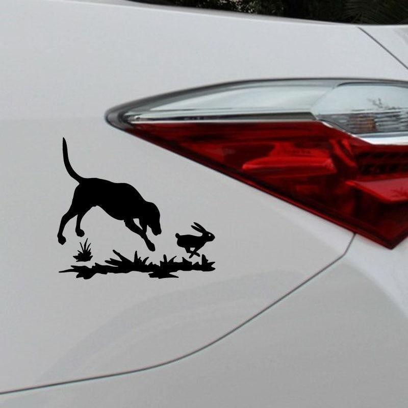 Rabbit And Dog Decal Hunting Window Vinyl Stickers Funny Cartoon Car Decals