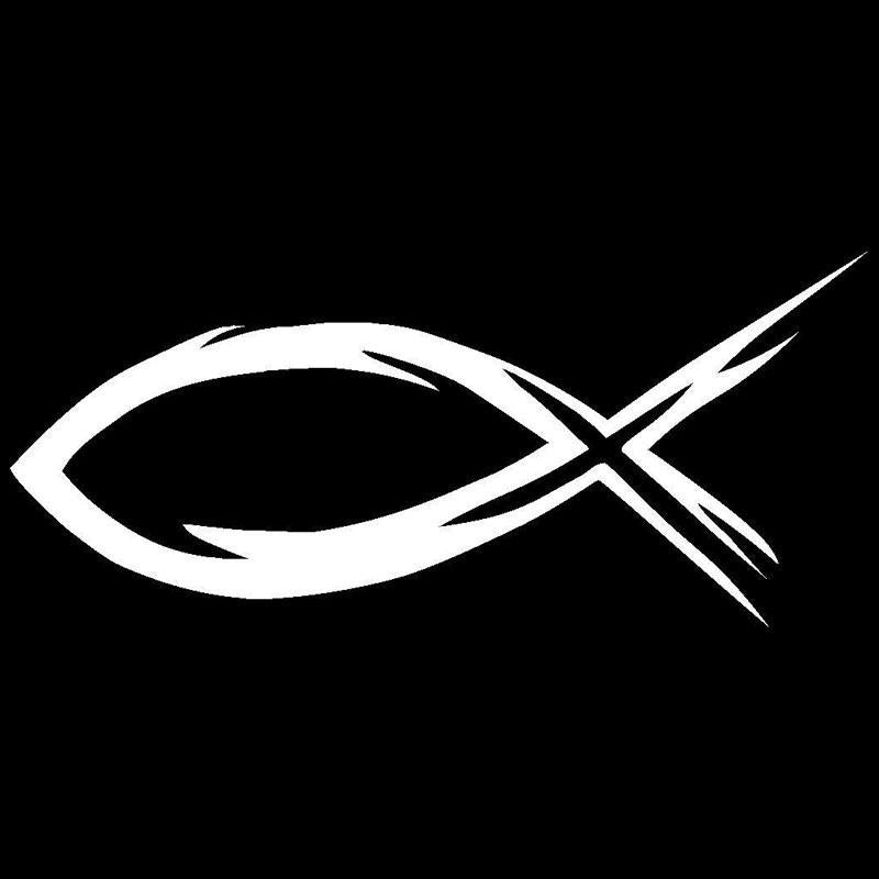 New Brand  20.3*8.9CM Grunge Jesus Fish Vinyl Decal Car Styling Window Decoration Creative Car Stickers C6-1267