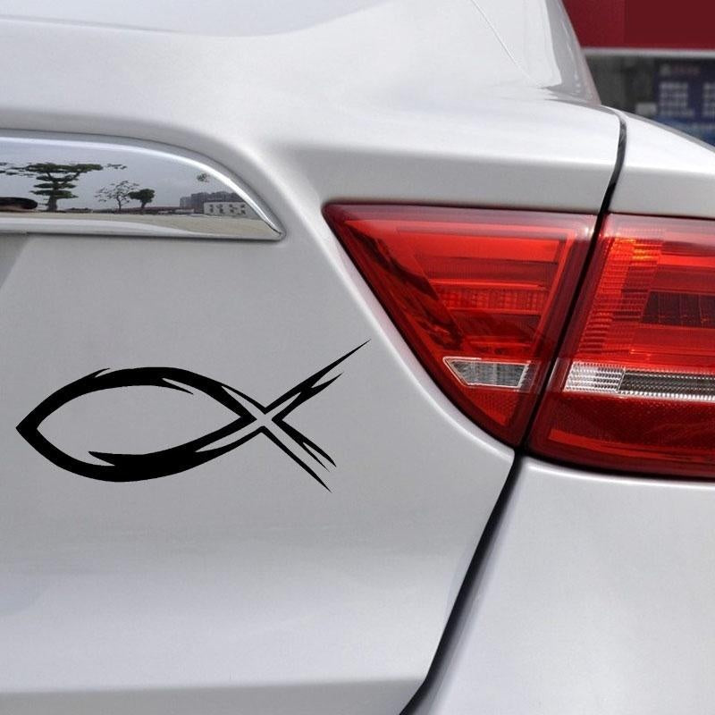 New Brand  20.3*8.9CM Grunge Jesus Fish Vinyl Decal Car Styling Window Decoration Creative Car Stickers C6-1267