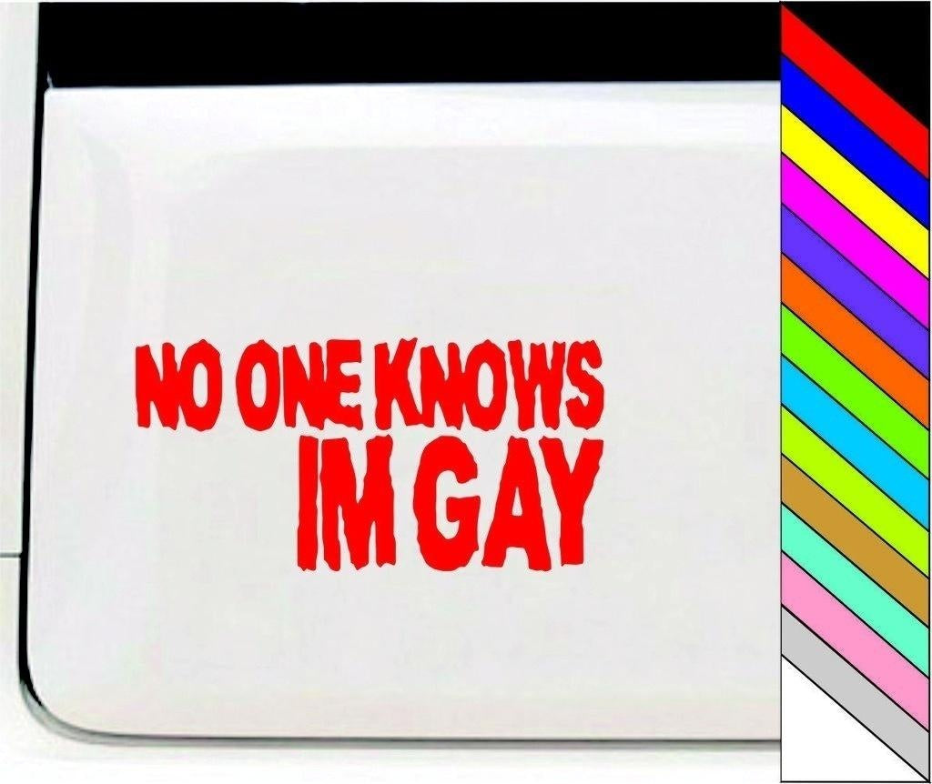New Brand NO ONE KNOWS IM GAY Funny Car/Bumper/Window Vinyl Decal Stickers Car Decor Waterproof