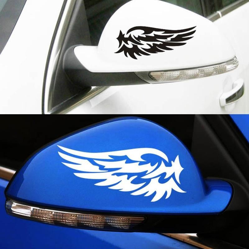 New Fashion 1 Pair 8*16cm Angel Wings Lovely Vinyl PVC Waterproof Removable Car Sticker Car Rearview Mirror Sticker Decal