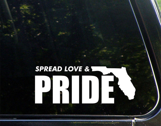 New Hot Spread Love Pride (florida) - 8-3/4inches X 3-1/4inches - Vinyl Die Cut Decal/ Bumper Sticker for Windows, Cars, Trucks, Laptops, Etc.