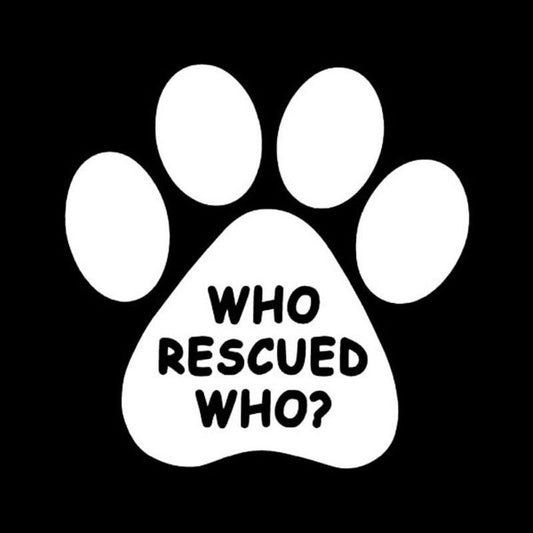 13.7CM*13.7CM Creative Personality WHO RESCUED WHO Car Stickers Cute Dog Paw Reminder Stickers