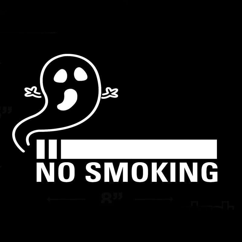 Funny stickers 15x8CM No Smoking Ghost Anti Smoke Cigarette  Car Styling Accessories Car Sticker Black/Sliver C8-1402