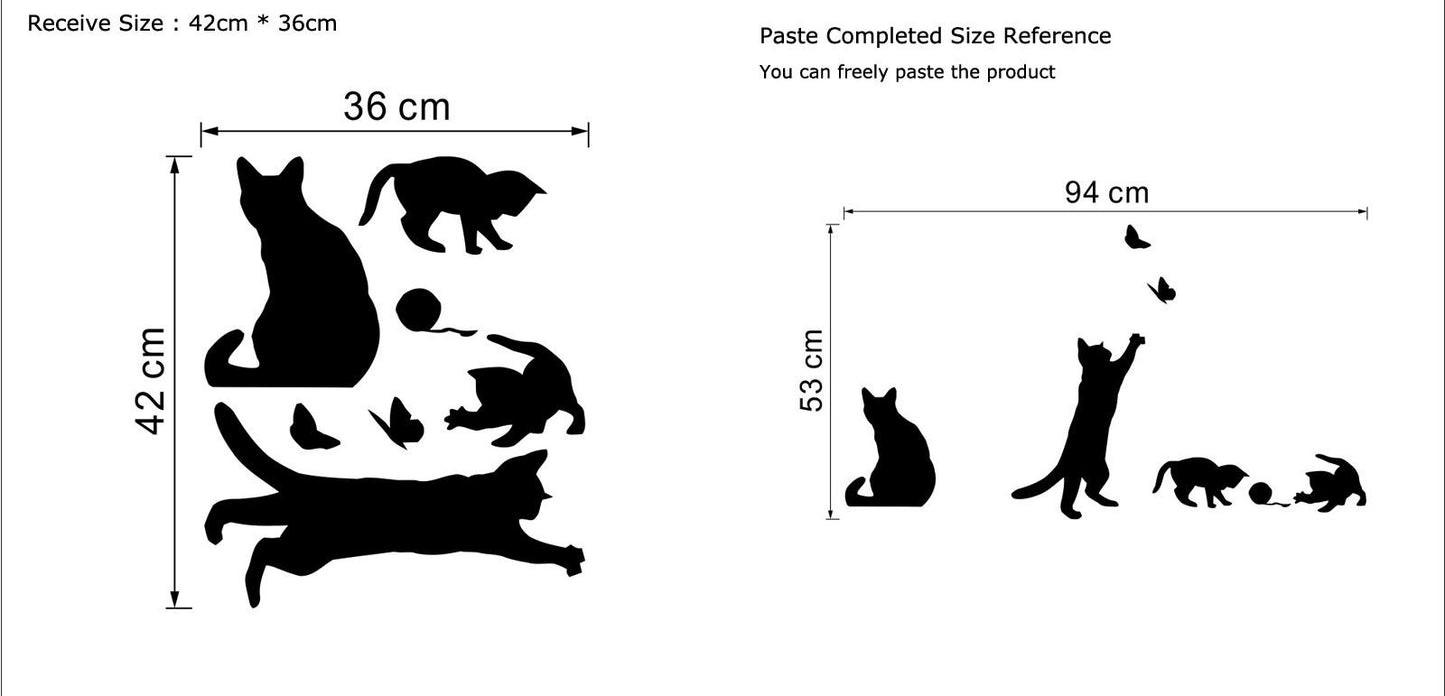Cute Cat playing Wall Sticker Decal for Home Living Room Bedroom Family Wall Art Decor black
