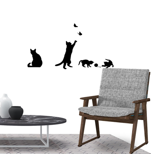 Cute Cat playing Wall Sticker Decal for Home Living Room Bedroom Family Wall Art Decor black