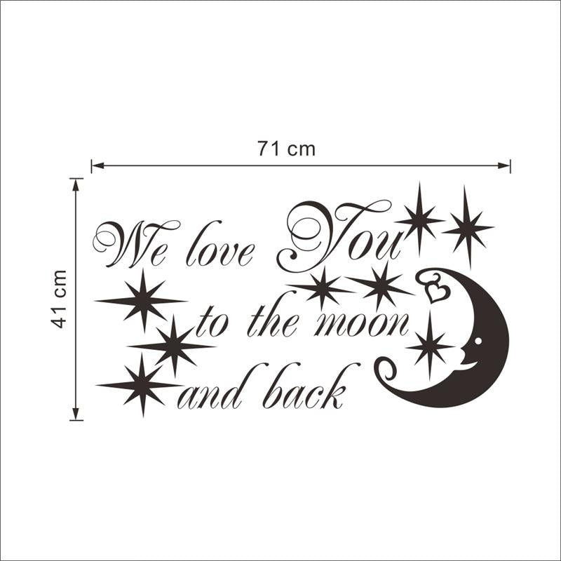We love you to the moon and back Quotes Wall Sticker Decal for Home Living Room Bedroom Family Wall Art Decor black