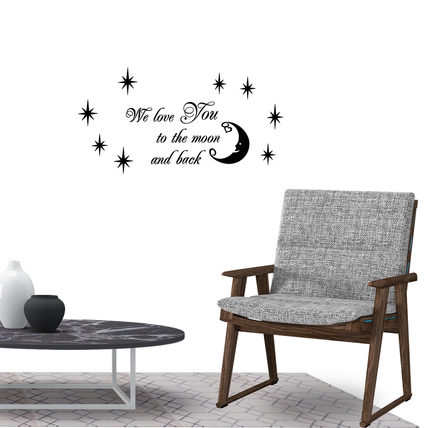 We love you to the moon and back Quotes Wall Sticker Decal for Home Living Room Bedroom Family Wall Art Decor black