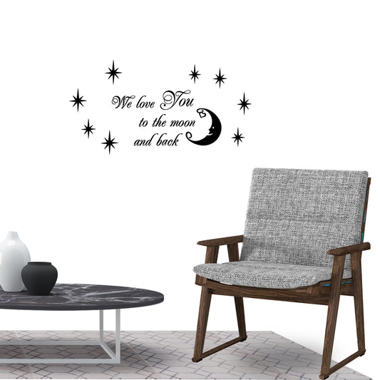 We love you to the moon and back Quotes Wall Sticker Decal for Home Living Room Bedroom Family Wall Art Decor black