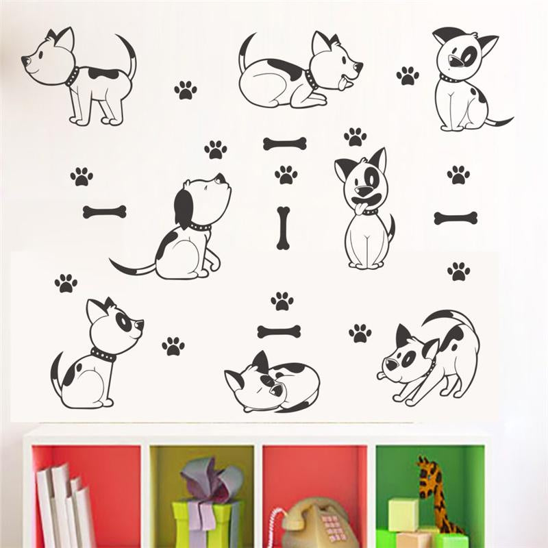 Lovely Dog Bone Paw Wall Sticker Decal for Home Living Room Bedroom Family Wall Art Decor black