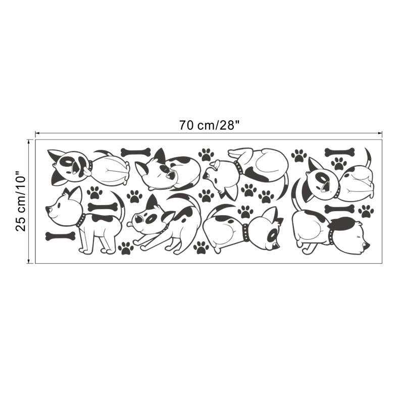 Lovely Dog Bone Paw Wall Sticker Decal for Home Living Room Bedroom Family Wall Art Decor black