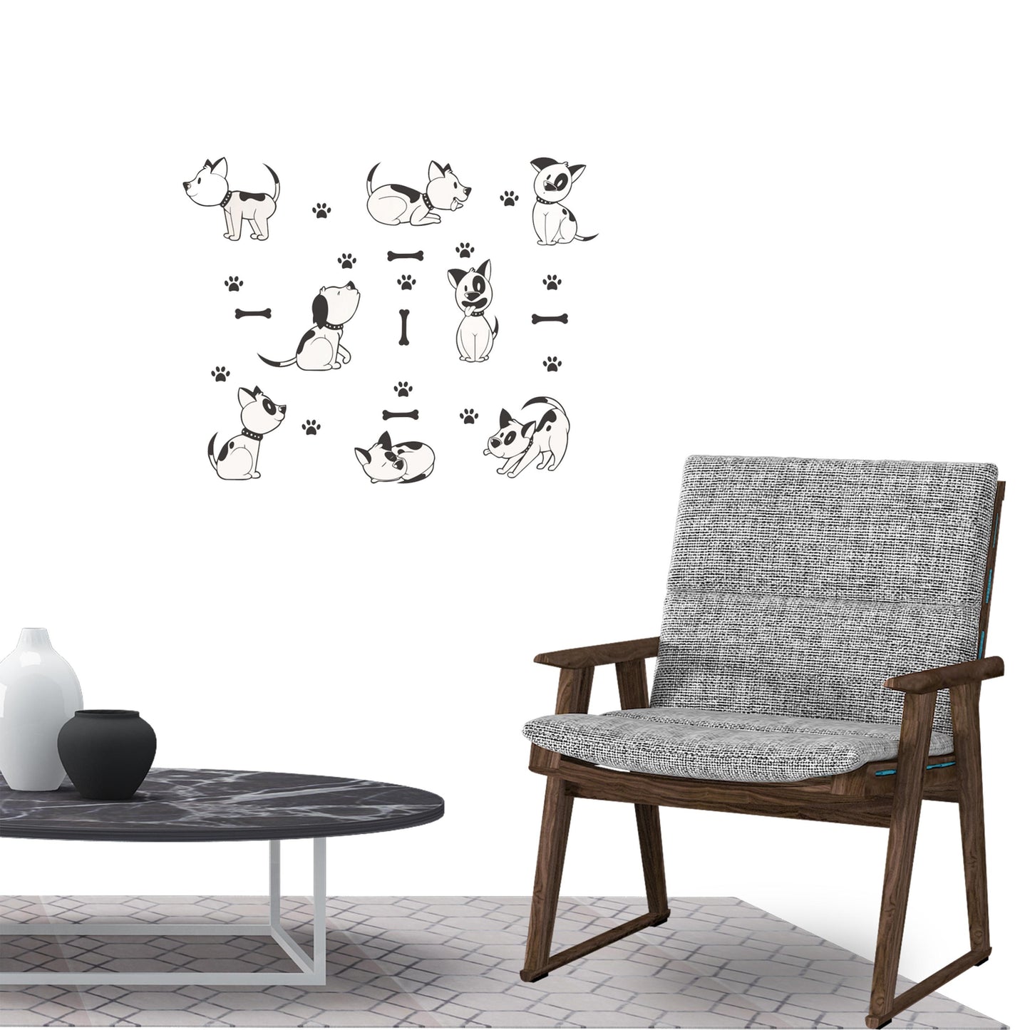 Lovely Dog Bone Paw Wall Sticker Decal for Home Living Room Bedroom Family Wall Art Decor black