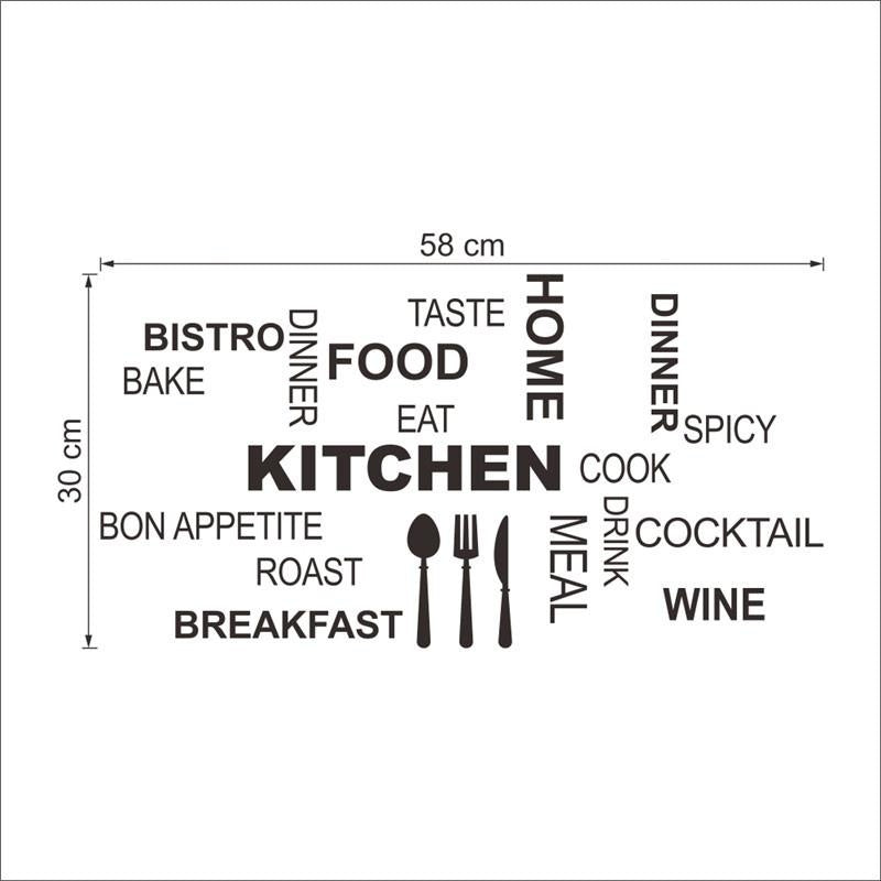 Kitchen Letters Wall Sticker Decal for Kitchen Dining Room Wall Art Decor black
