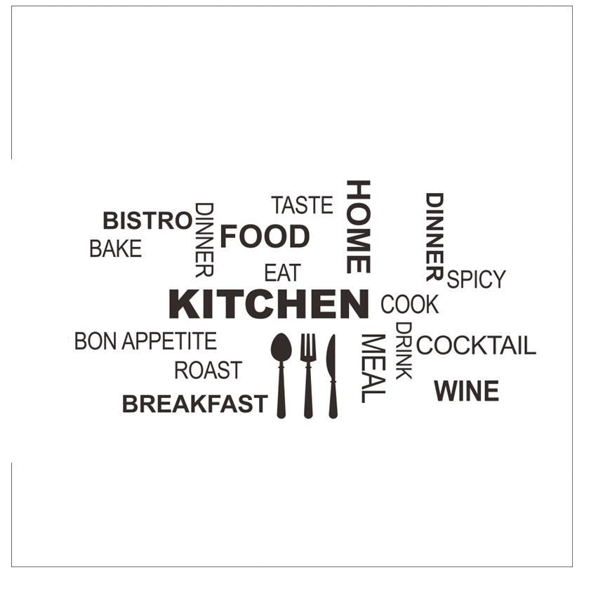 Kitchen Letters Wall Sticker Decal for Kitchen Dining Room Wall Art Decor black