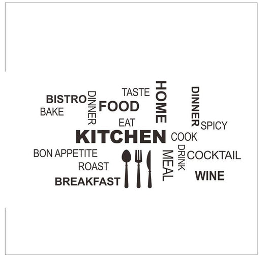 Kitchen Letters Wall Sticker Decal for Kitchen Dining Room Wall Art Decor black