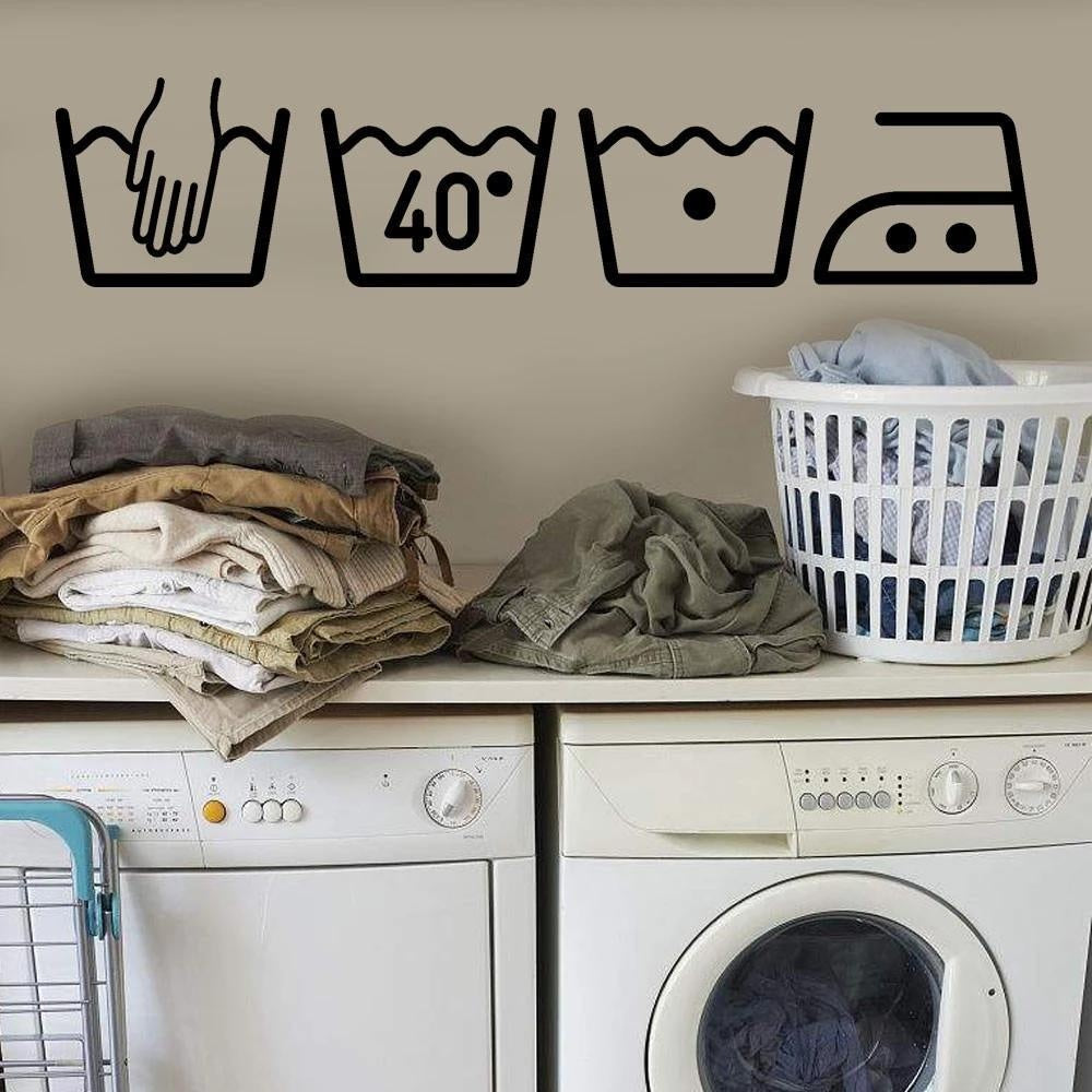 Washing Machine Wall Sticker Decal for Laundry Room  Wall Art Decor black 2Pcs