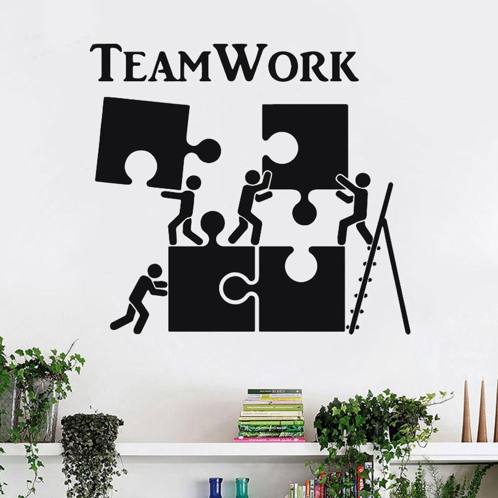 Teamwork Motivation Puzzle Wall Sticker Decal for Office Home Living Room Bedroom Family Wall Art Decor black