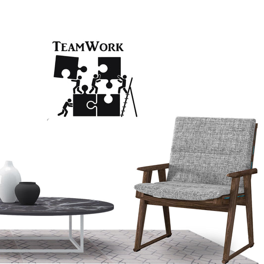 Teamwork Motivation Puzzle Wall Sticker Decal for Office Home Living Room Bedroom Family Wall Art Decor black