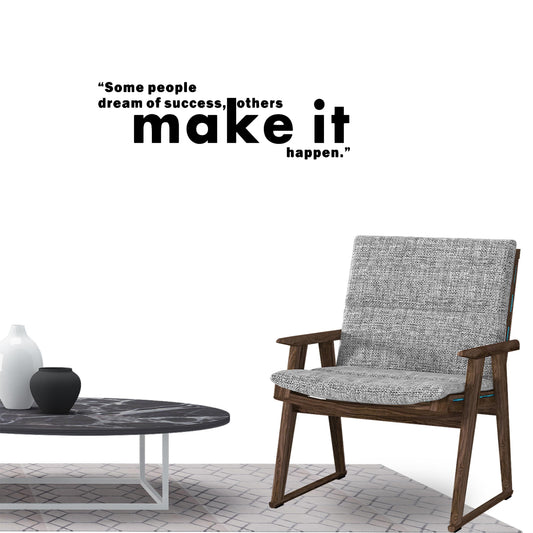 Some people dream of success others make it happen Inspirational Quotes Wall Sticker Decal for Home Living Room Bedroom Family Wall Art Decor black