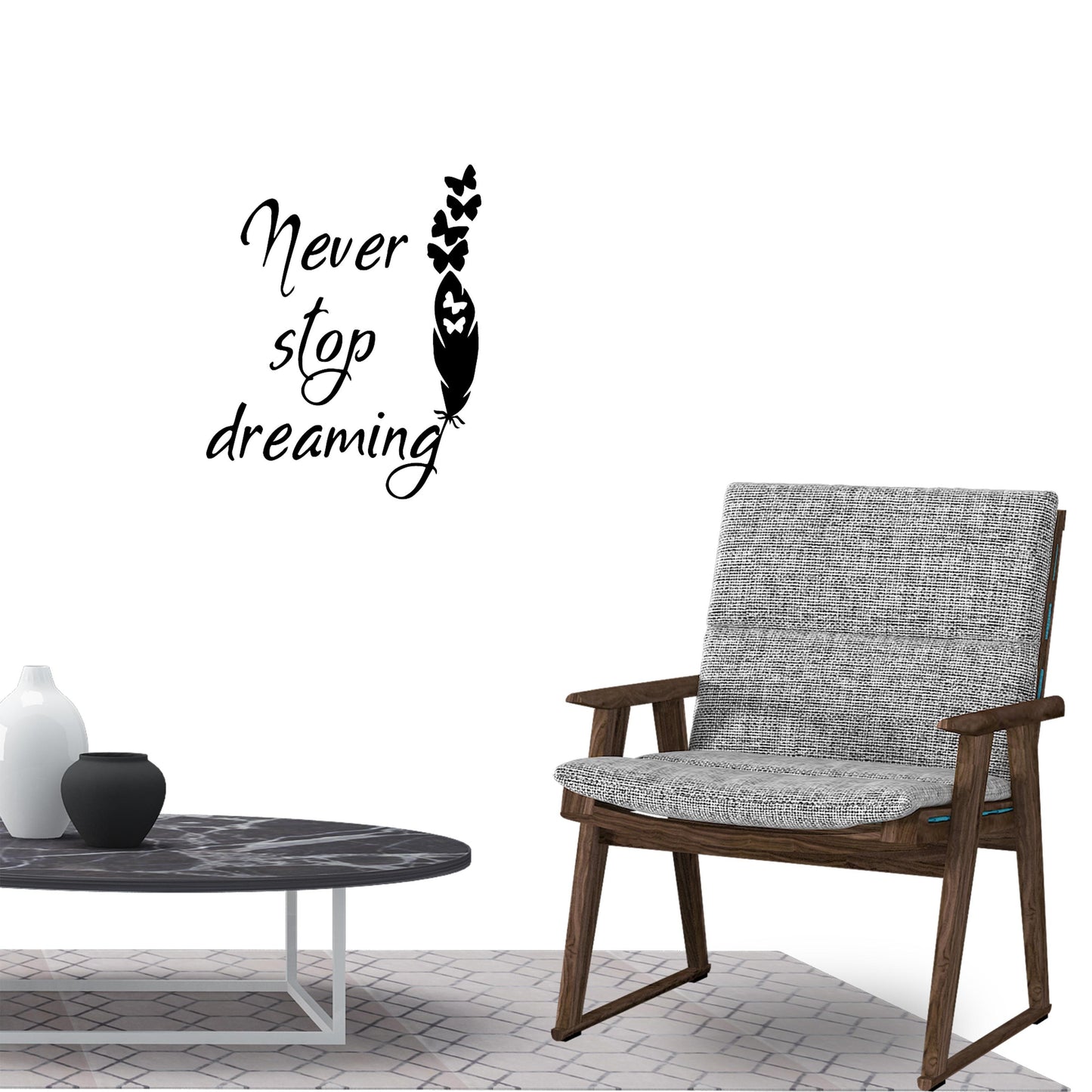 Never Stop Dream Inspirational Quotes Wall Sticker Decal for Home Living Room Bedroom Family Wall Art Decor black