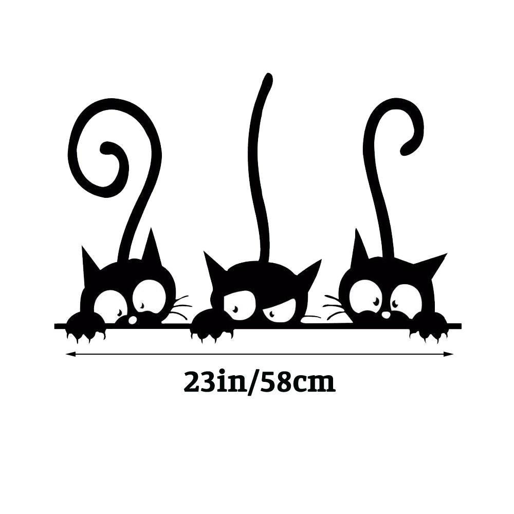 Lovely Three Cat Wall Sticker Decal for Home Living Room Bedroom Family Wall Art Decor black