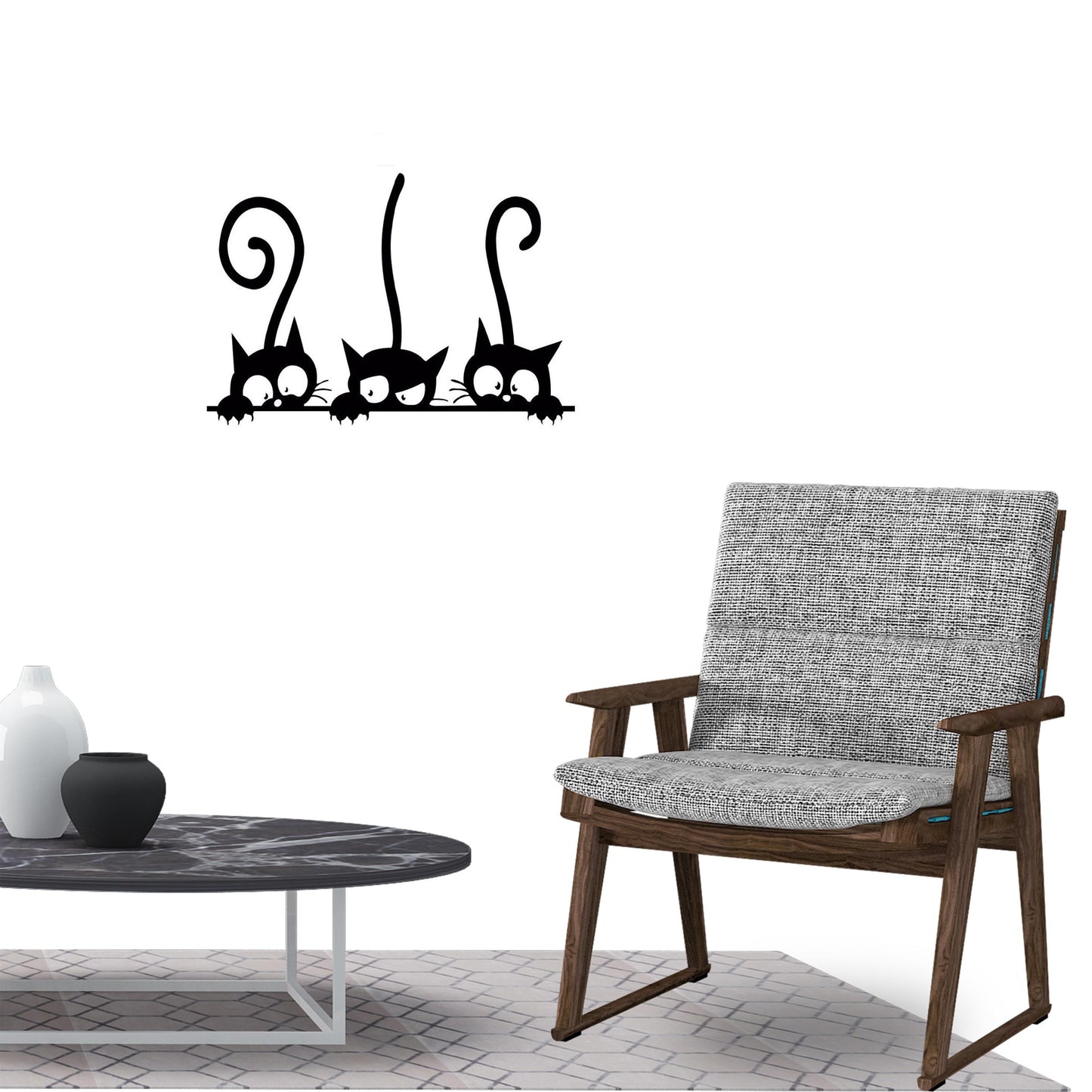Lovely Three Cat Wall Sticker Decal for Home Living Room Bedroom Family Wall Art Decor black