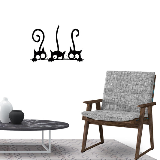 Lovely Three Cat Wall Sticker Decal for Home Living Room Bedroom Family Wall Art Decor black