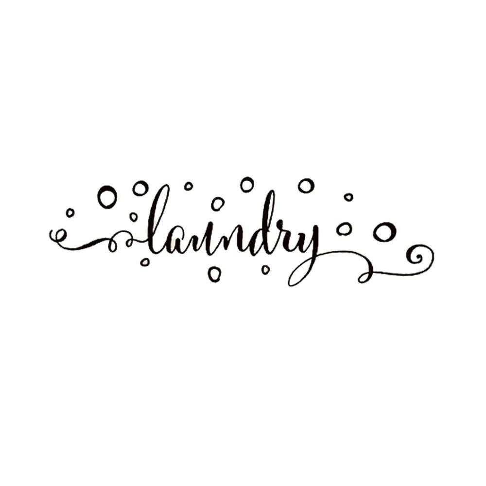 Laundry Sign With Bubbles Wall Sticker Decal for Laundry Room Wall Art Decor black