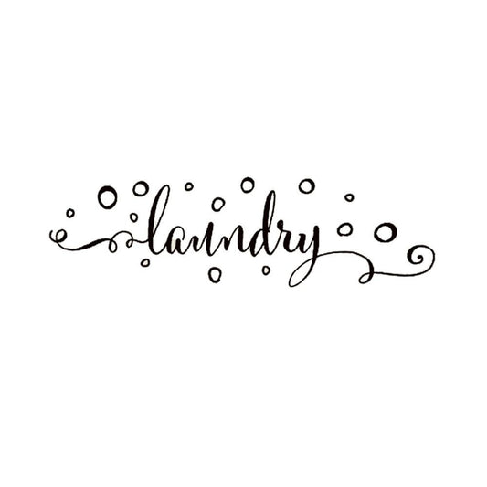 Laundry Sign With Bubbles Wall Sticker Decal for Laundry Room Wall Art Decor black