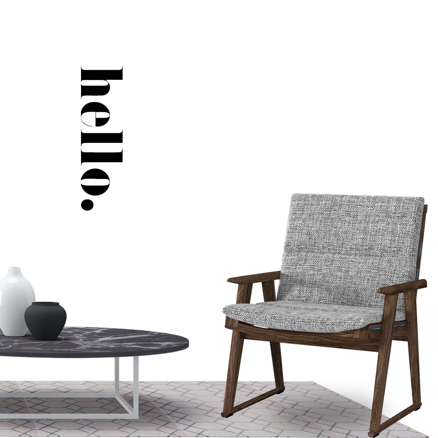 Hello quotes Wall Sticker Decal for Home Living Room Bedroom Family Wall Art Decor black
