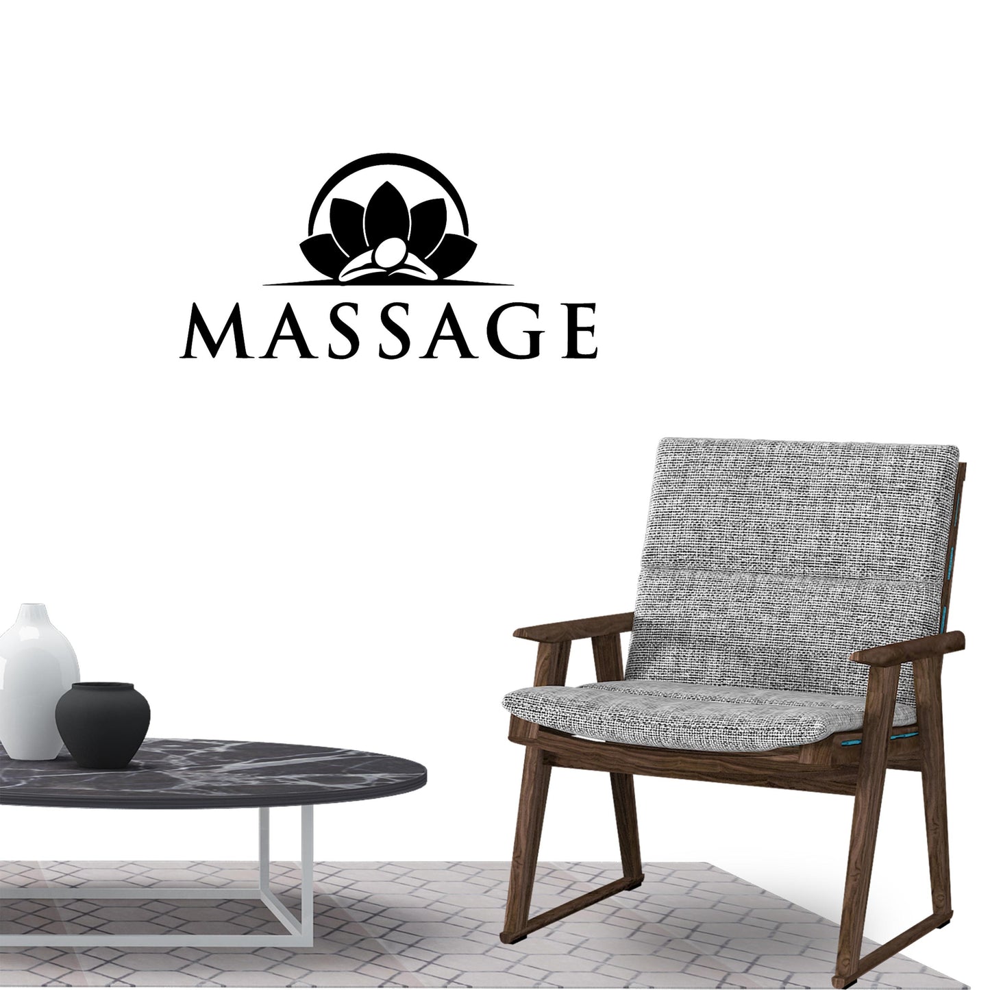 Excellent Massage yoga Wall Sticker Decal for Home Living Room Bedroom Family Wall Art Decor black