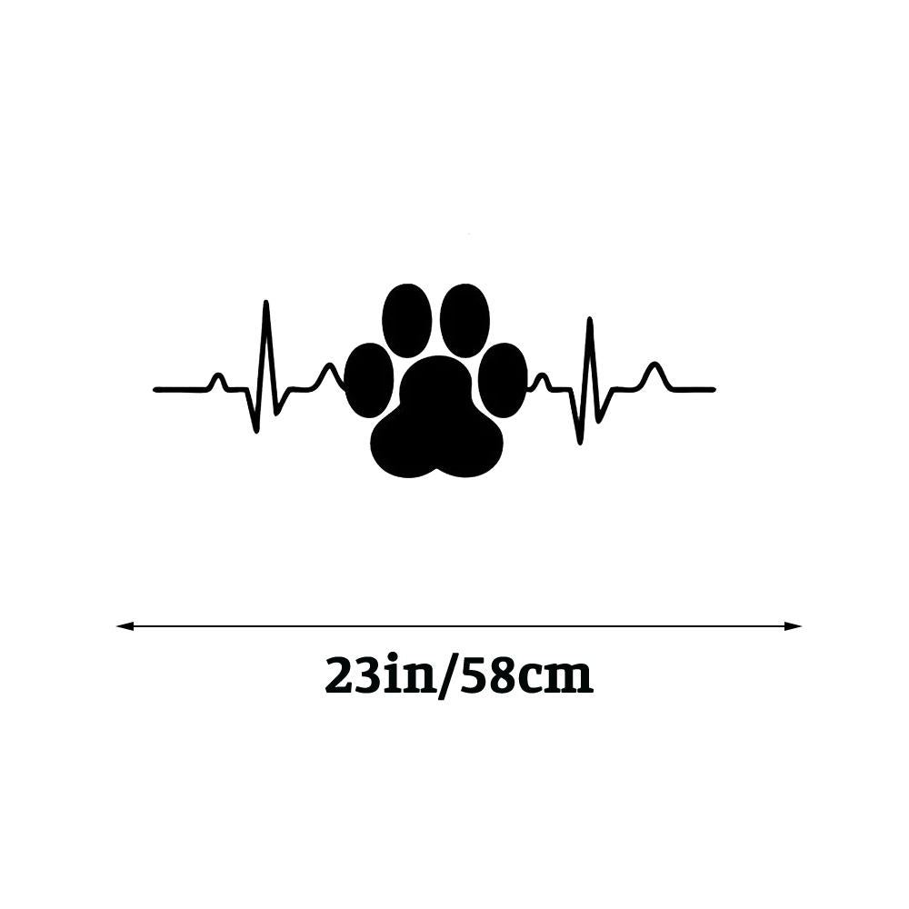 Dog Paw Print Heartbeat Wall Sticker Decal for Home Living Room Bedroom Family Wall Art Decor black