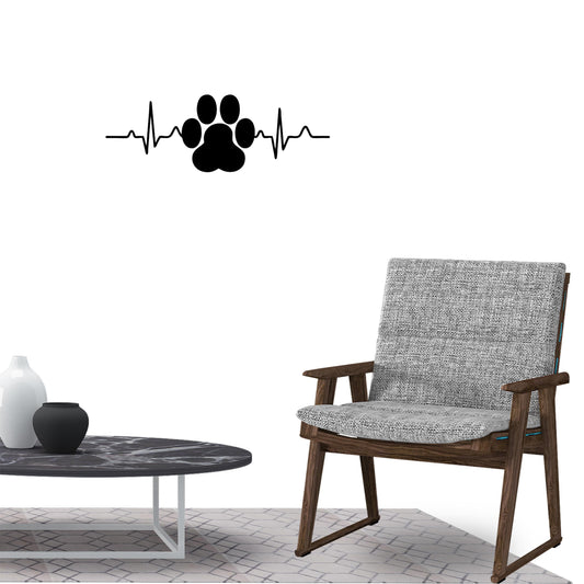 Dog Paw Print Heartbeat Wall Sticker Decal for Home Living Room Bedroom Family Wall Art Decor black