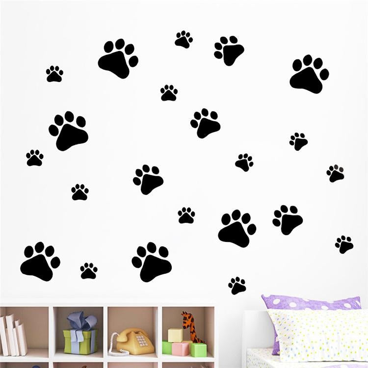 Cute Dog footprints Wall Sticker Decal for Home Living Room Bedroom Family Wall Art Decor black