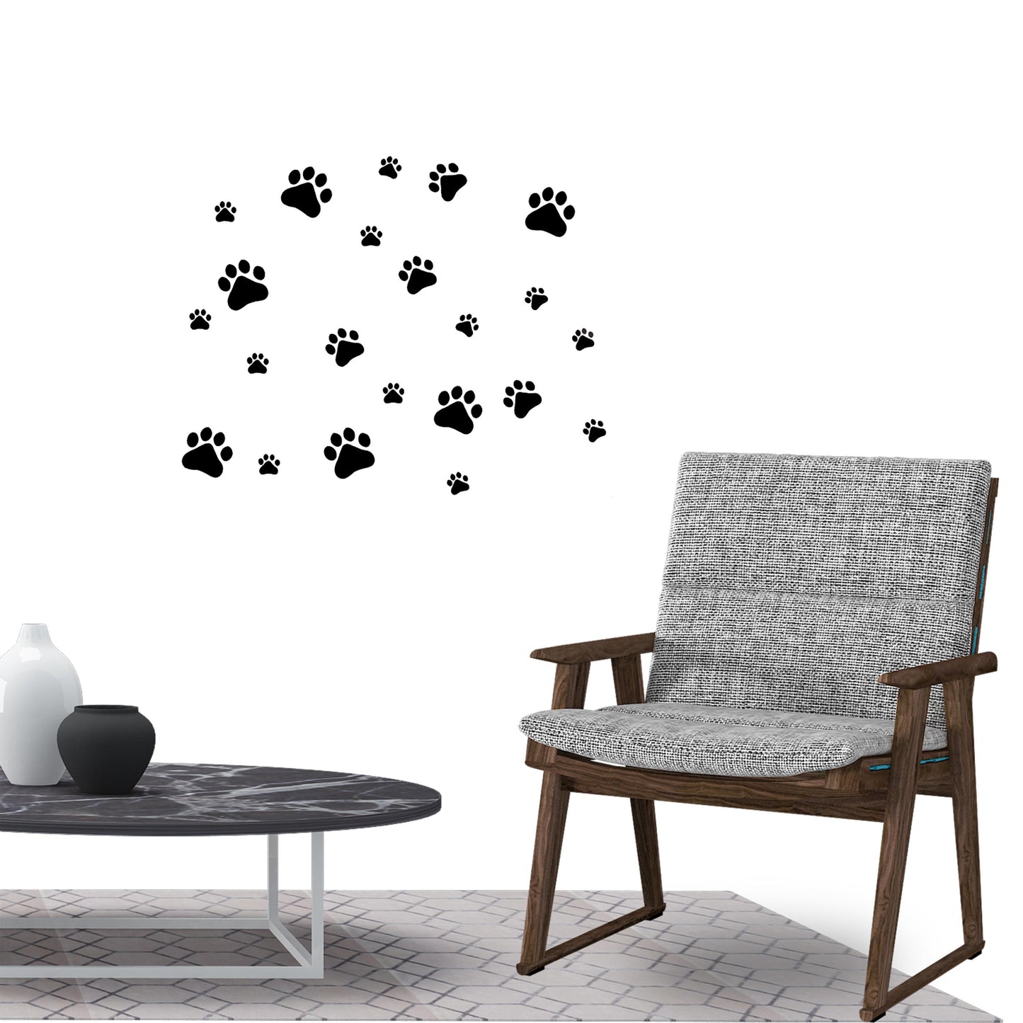 Cute Dog footprints Wall Sticker Decal for Home Living Room Bedroom Family Wall Art Decor black