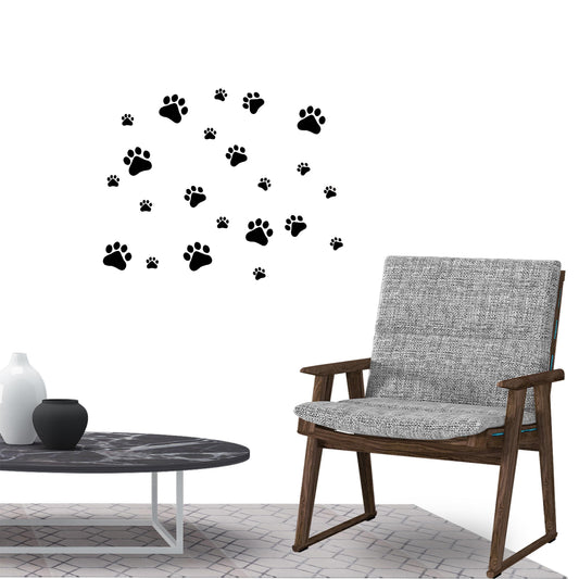 Cute Dog footprints Wall Sticker Decal for Home Living Room Bedroom Family Wall Art Decor black