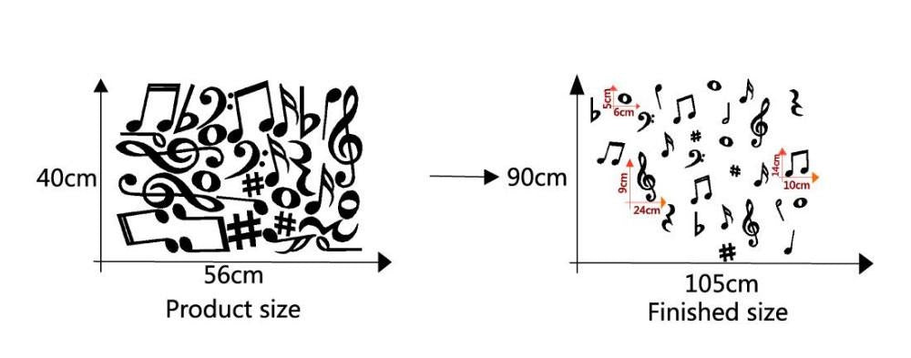 MUSIC Musical NOTES Variety Pack Wall Sticker Decal for Home Living Room Bedroom Family Wall Art Decor black
