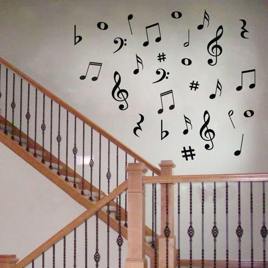 MUSIC Musical NOTES Variety Pack Wall Sticker Decal for Home Living Room Bedroom Family Wall Art Decor black
